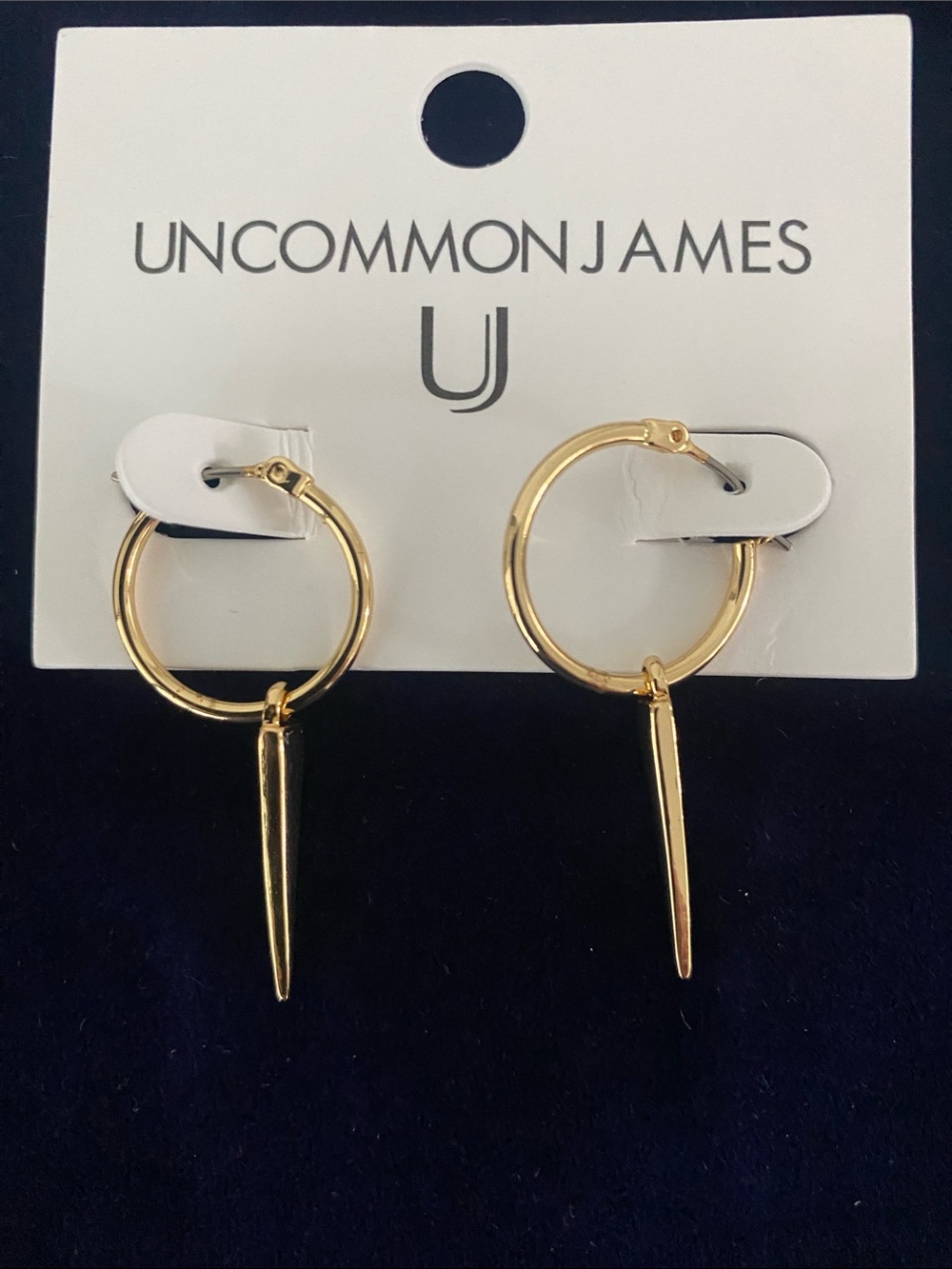 NWT Uncommon James Sharp Shooter Hoop And Spike Gold Tone Earrings